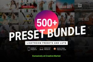 500 lightroom presets luts bundle creativemarket 4282364 830x553 1