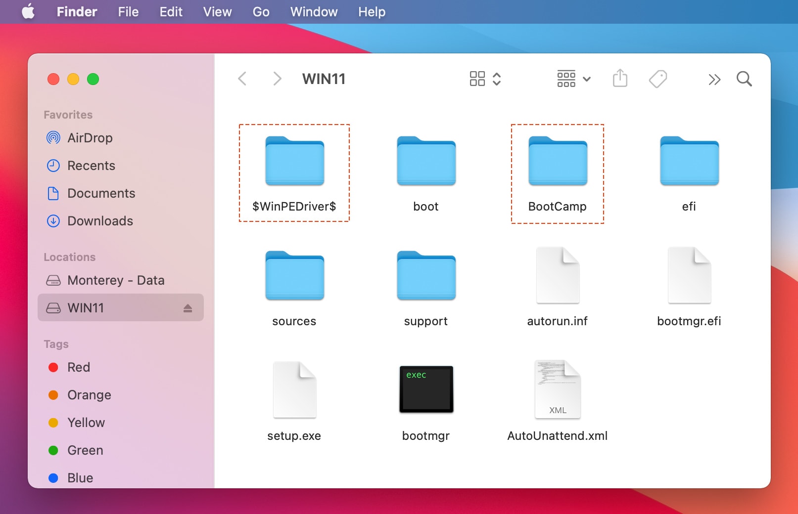copy bootcamp to windows usb installer