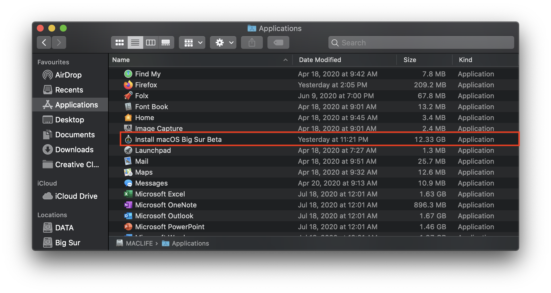 macos big sur 11 install