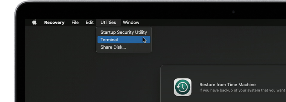 macos big sur as recovery menu utilities terminal