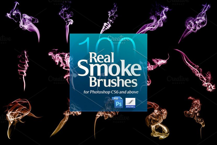 100 Real Smoke Brushes for Photoshop macOS - Hiệu ứng khói 1 real smoke brushes preview 05 830x553 1