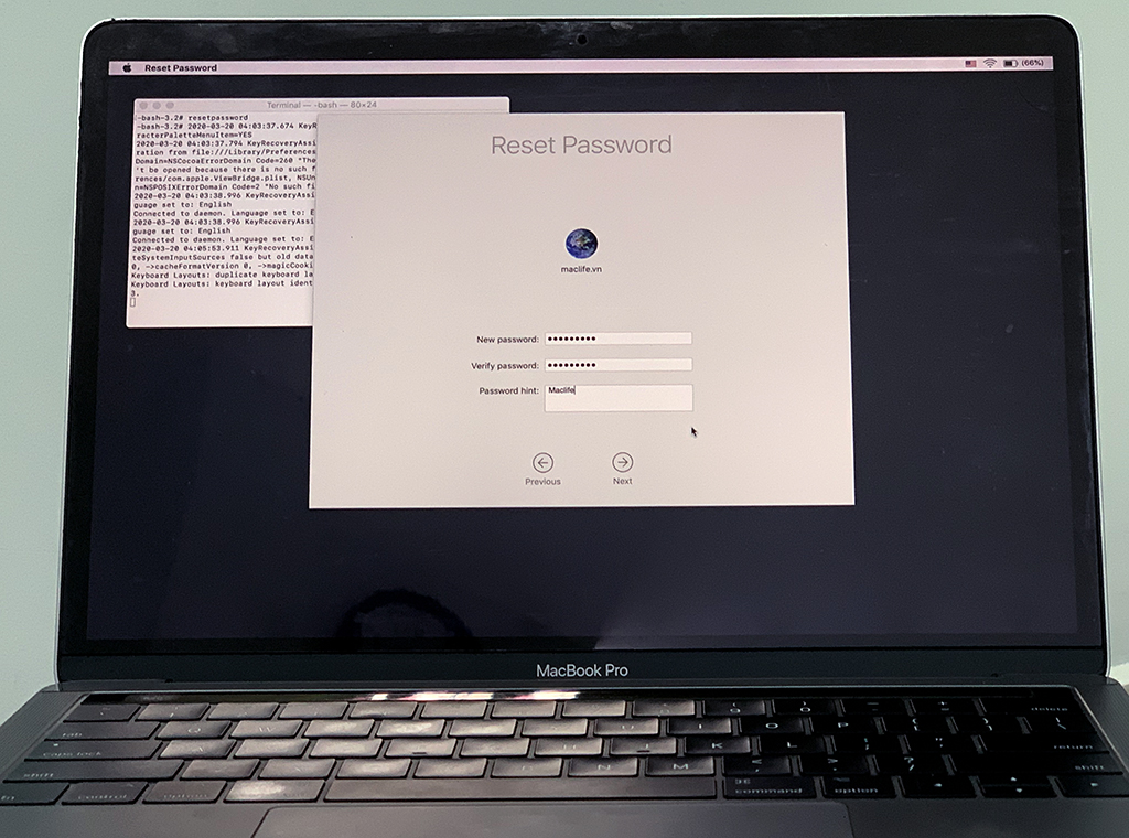 reset mat khau macos
